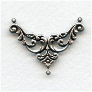 Floral Openwork Connectors Oxidized Silver (6)