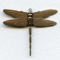 Dramatic Dragonfly with Loop 43mm Oxidized Brass (1)