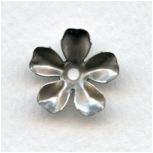 Large Blossom Flower Shapes Oxidized Silver 17mm (6)