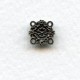 Tiny Floral Four Loop Connectors Oxidized Silver 9mm (6)