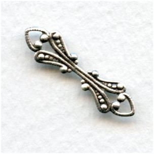 Unique Connector or Bail Oxidized Silver (6)
