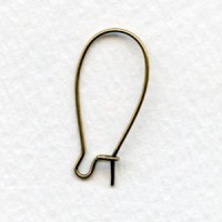 Large Kidney-Shaped Earring Wires Oxidized Brass (6 pairs)