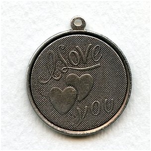 I Love You Charms Oxidized Silver 29mm (3)