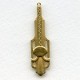 Dramatic Art Deco Raw Brass Pendant Drops (2)
