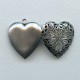 ^Plain Back Heart Shape Filigree Locket Oxidized Silver 28mm (1)