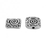 Spacer Beads Square Antique Silver Spiral 10mm (4)