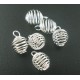 Bright Silver Plated Spiral Bead Cages Pendants 12x9mm (4)