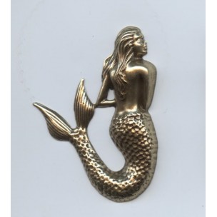 Large Mermaid Stampings Oxidized Brass 53mm (2)