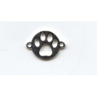 Dog Paw Print 12mm Connectors Bright Silver (6)
