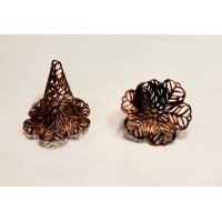 ^Flower Shaped Filigree Cone Oxidized Copper 34mm (1)