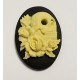 Skull and Roses cameos Ivory on Jet 25x18mm (3)