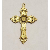 Ornate Cross Pendant Raw Brass (1)