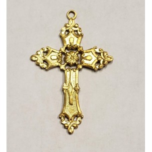 Ornate Cross Pendant Raw Brass (1)