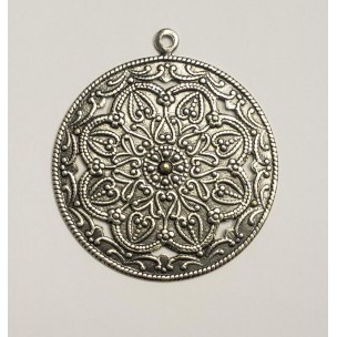 Floral Pendant with Loop Oxidized Silver (3)