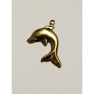 Dolphin raw brass 25x20mm charm (6)