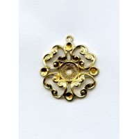 Filigree Flower with Numerous Settings Raw Brass (6)