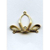 Fancy Ribbon Style 3 Way Connector Raw Brass (3)