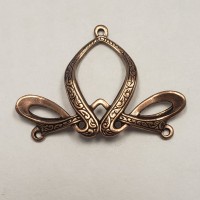 Fancy Ribbon Style 3 Way Connector Oxidized Copper (3)