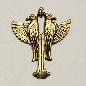 Egyptian Double Falcon Stamping Oxidized Brass 45mm (1)