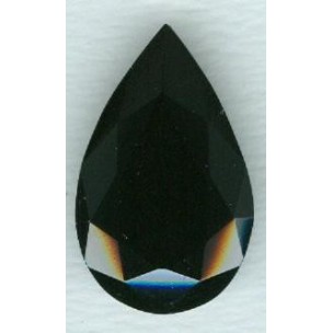 Jet Glass Pear Shape Unfoiled Stone 32x20mm (1)