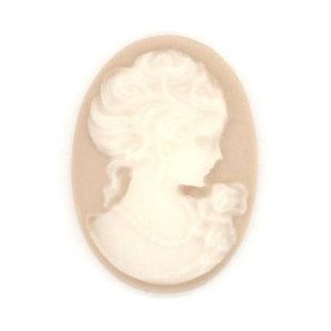 ^Grand Lady Portrait Cameos Ivory on Fawn 25x18mm
