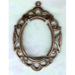 ^Openwork Floral Edge Setting 25x18mm Oxidized Copper