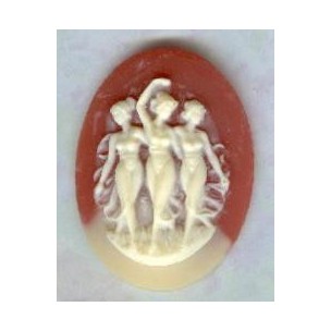 ^Three Muses Cameo Ivory on Carnelian 40x30mm (1)