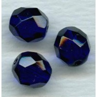 Cobalt Blue Fire Polished Round Faceted Beads 8mm