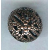 ^Dramatic Filigree Beads 12mm Round Oxidized Copper (12)