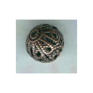 ^Dramatic Filigree Beads 10mm Round Oxidized Copper (12)