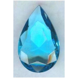 ^Aquamarine Glass Pear Unfoiled 32x20mm (1)