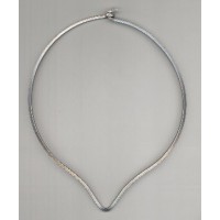 ^Neck Ring Oxidized Silver V Front Square Wire