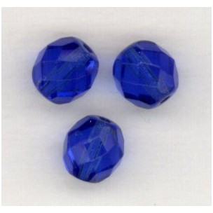 ^Sapphire Fire Polished Round Faceted Beads 8mm ^