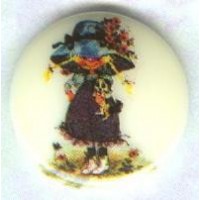^Vintage Holly Hobbie Girl Round Cabochon 18mm
