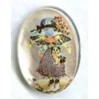^Vintage Holly Hobbie Frosted Cabochon 18x13mm