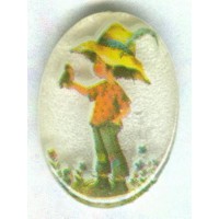 ^Vintage Holly Hobbie Frosted Cabochon 18x13mm