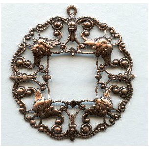 Ornately Detailed Filigree Pendant Frame Oxidized Copper (1)