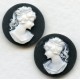 Cameos Girl in a Ponytail White on Black 18mm