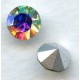^Round Crystal AB Foiled Rhinestones Pointed Back ss34