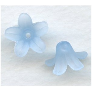 Blue Lucite Bell Shape Flower Beads Matte 13x7mm