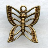 Filigree Butterfly Charms Oxidized Brass 11mm (6)