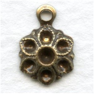 Flower Pendant Settings for 2mm Rhinestones Oxidized Brass