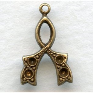 Ribbons with Rhinestone Setting Wells Oxidized Brass (4)