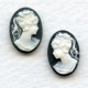 Girl in Ponytail Cameo White on Jet 14x10mm (3 sets)