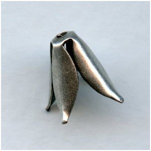 Smooth Tulip Style Bead Cap Oxidized Silver (12)