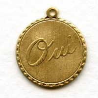 French Charms OUI Raw Brass Pendants