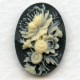Flower Bouquet Cameos Ivory on Black 18x13mm