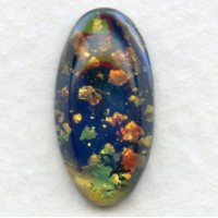 Dark Blue Opal Glass Pendeloque Stones 18x9mm