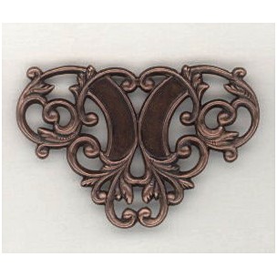 Floral Ornamental Openwork Stampings Oxidized Copper Triangle (4)