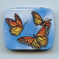 ^Vintage Tin Gift Box Butterfly Made in Switzerland 60mm